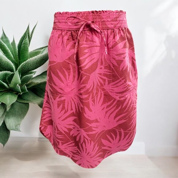 GAP Pink Palm Tree Tropical Print Drawstring Skirt - Picture 1 of 9